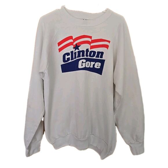 Vintage 90s Clinton / Gore Presidential Election Crewneck Sweatshirt Size XL - Picture 1 of 4